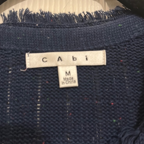 CAbi Duchess Longline Cardigan Sweater Blue Multicolor Flecks Frayed Edge Medium - Picture 4 of 7